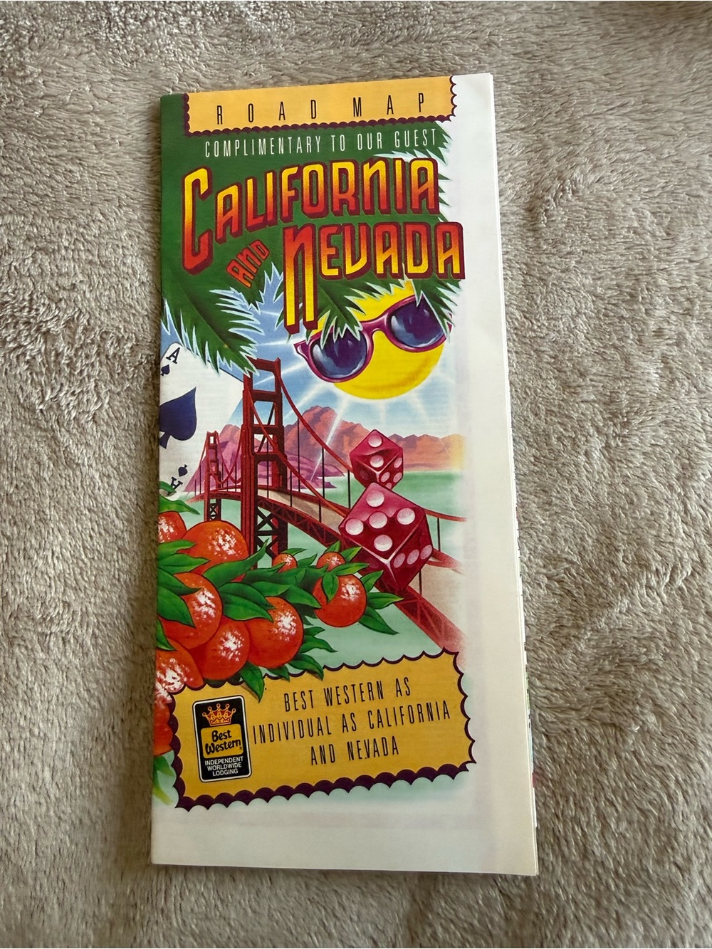 Vintage Early 1990s Best Western California/Nevada Road Map